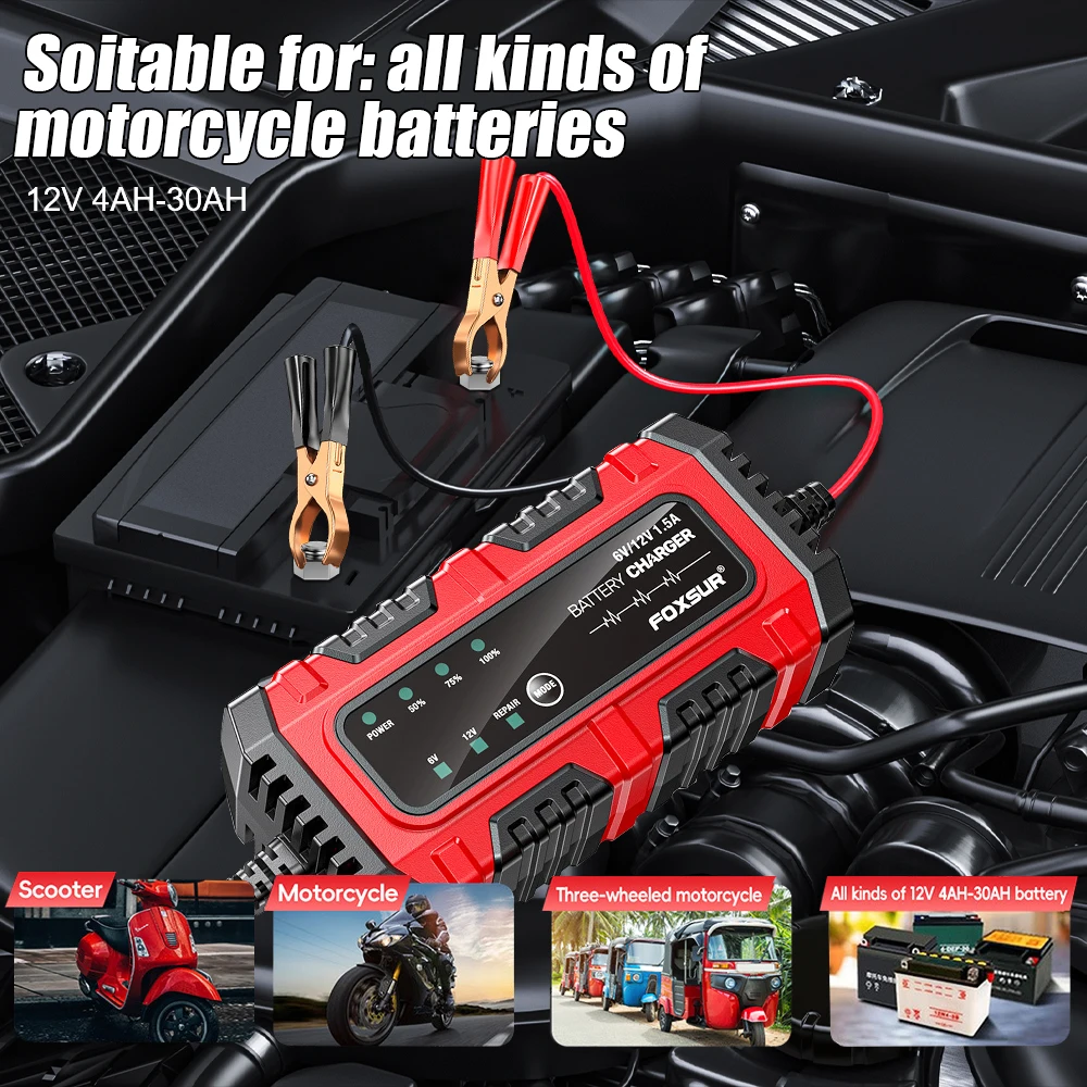 Car Battery Chargers 6V 12V 25W Storage Cell Lead-Acid Battery Maintance Smart Pulse Repair Motorcycle Battery Charge Device thumbnail 2