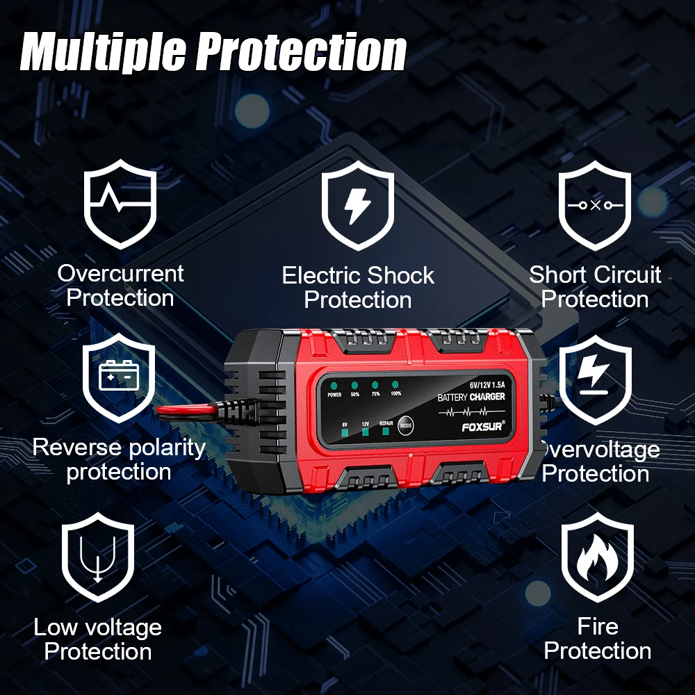 Car Battery Chargers 6V 12V 25W Storage Cell Lead-Acid Battery Maintance Smart Pulse Repair Motorcycle Battery Charge Device thumbnail 4