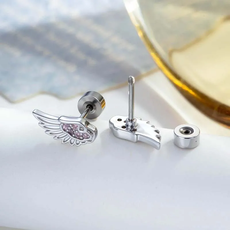 Fashion Silver Color Zircon Wing Stud Earrings for Women Luxury Shiny Crystal Geometric Personality Ear Bone Nail Jewelry Gifts thumbnail 6
