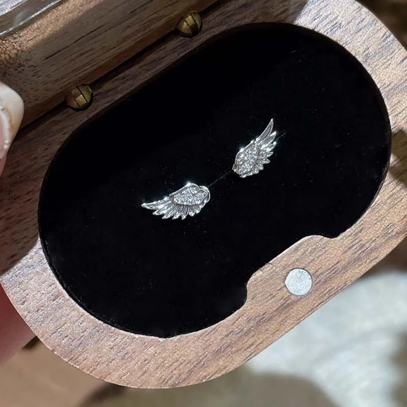 Fashion Silver Color Zircon Wing Stud Earrings for Women Luxury Shiny Crystal Geometric Personality Ear Bone Nail Jewelry Gifts thumbnail 4