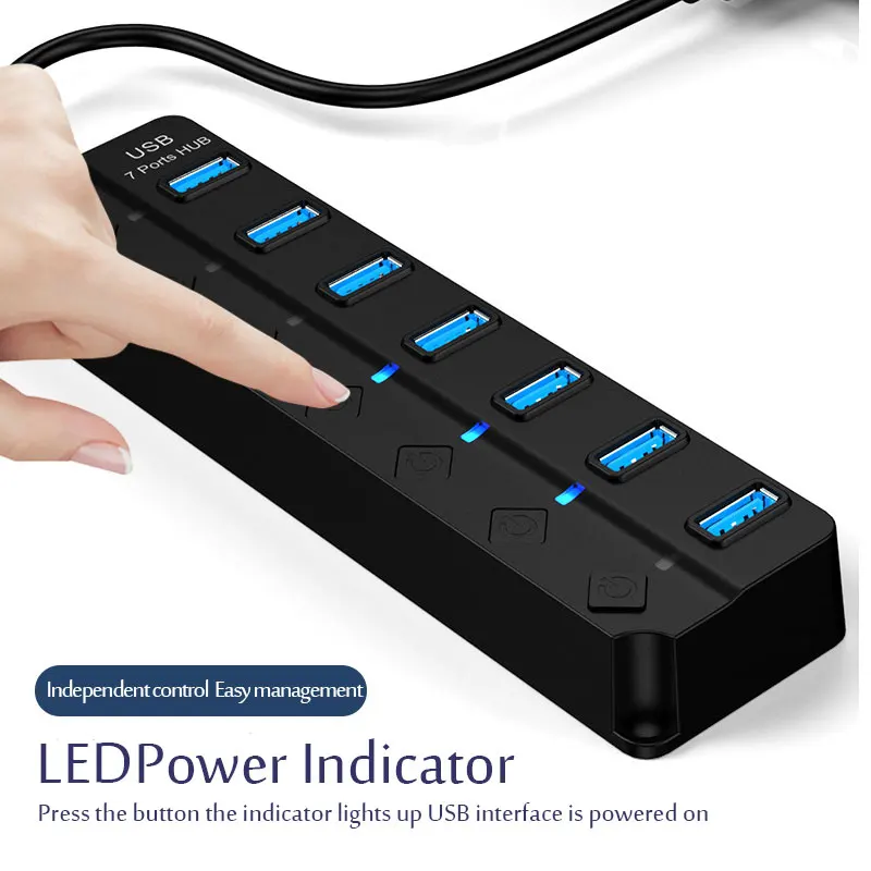USB Hub 3.0 HUB USB 2.0 Multi USB Splitter Power Adapter 4/7 Ports Multiple Expander 2.0 With Switch ON/OFF For PC Accessories thumbnail 3