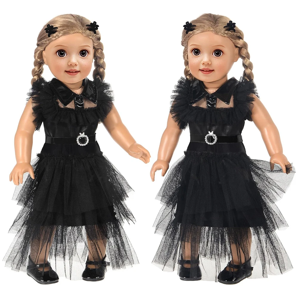 18 Inch Girl Dolls Halloween Wednesday Dress For American Ours & Generation 43-45 Cm Baby Doll Skirt Kids Toys Gift Sets thumbnail 4