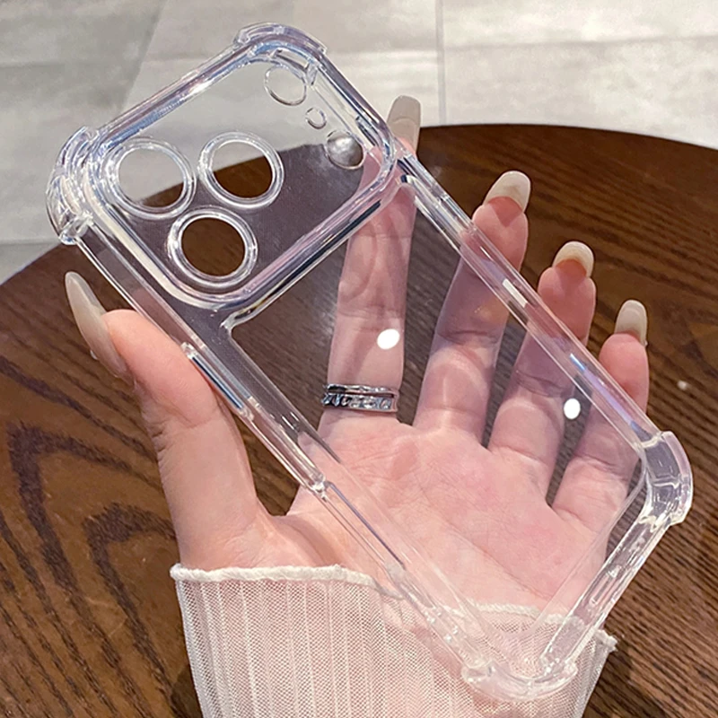 Luxury Shockproof Clear Phone Case For iPhone 17 16 15 14 13 12 11 Pro X XR XS Max Plus Air Soft Transparent Bumper Cases Cover thumbnail 2