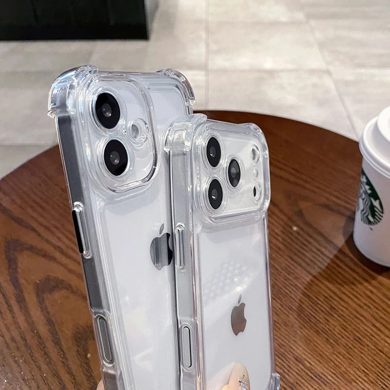 Luxury Shockproof Clear Phone Case For iPhone 17 16 15 14 13 12 11 Pro X XR XS Max Plus Air Soft Transparent Bumper Cases Cover thumbnail 4