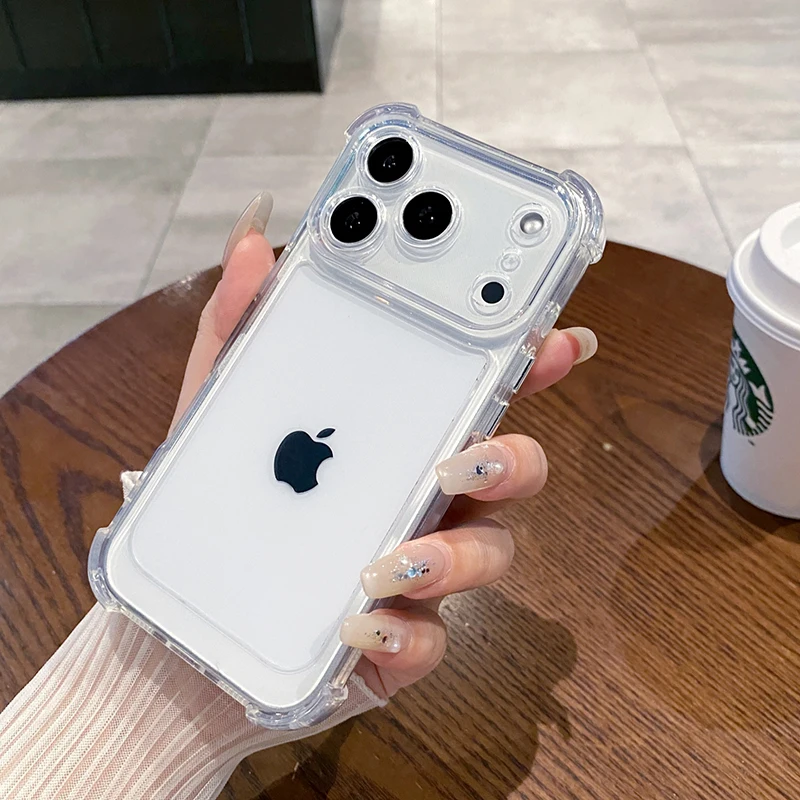 Luxury Shockproof Clear Phone Case For iPhone 17 16 15 14 13 12 11 Pro X XR XS Max Plus Air Soft Transparent Bumper Cases Cover thumbnail 3