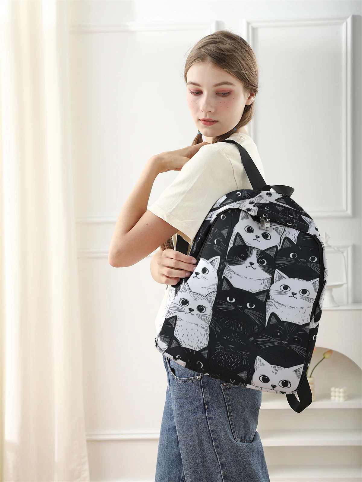 New Women's and Men's High Capacity College Backpack Trend Women's Laptop School Bag Cute Girl Travel Bag Cool thumbnail 2