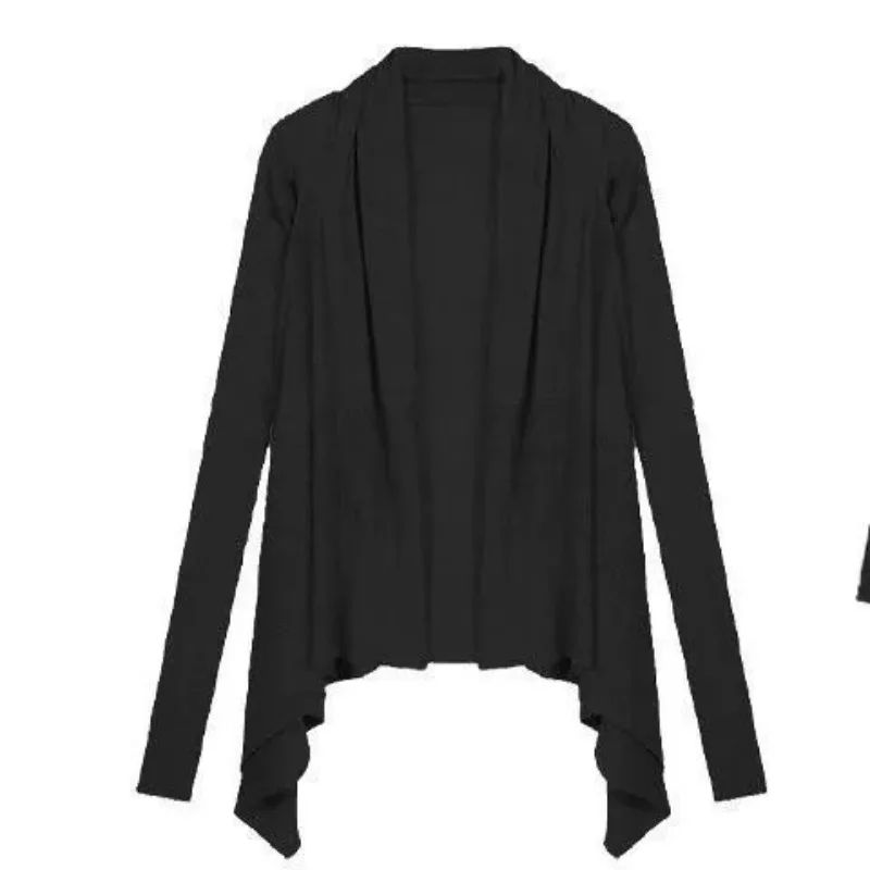 Korean Irregular Black Cardigan Two Piece Sets Style Women's Vest Y2k 2026 Long Sleeve Loose Knitted Tops Pull Femme thumbnail 3