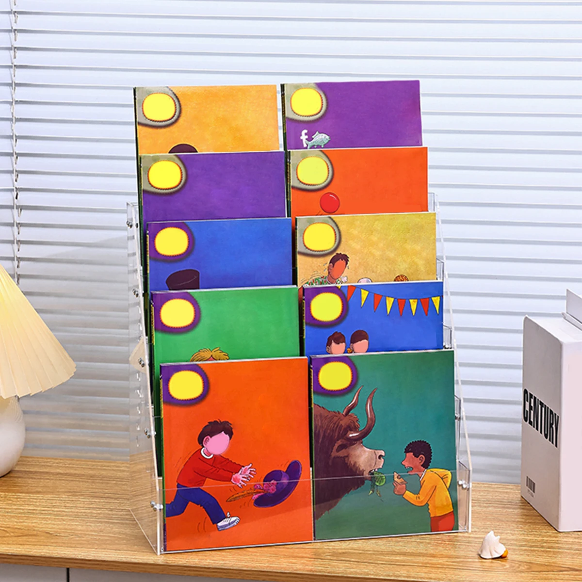1pc stepped acrylic multi-layer book picture book display storage rack multi-purpose detachable practical bookshelf organizer thumbnail 2