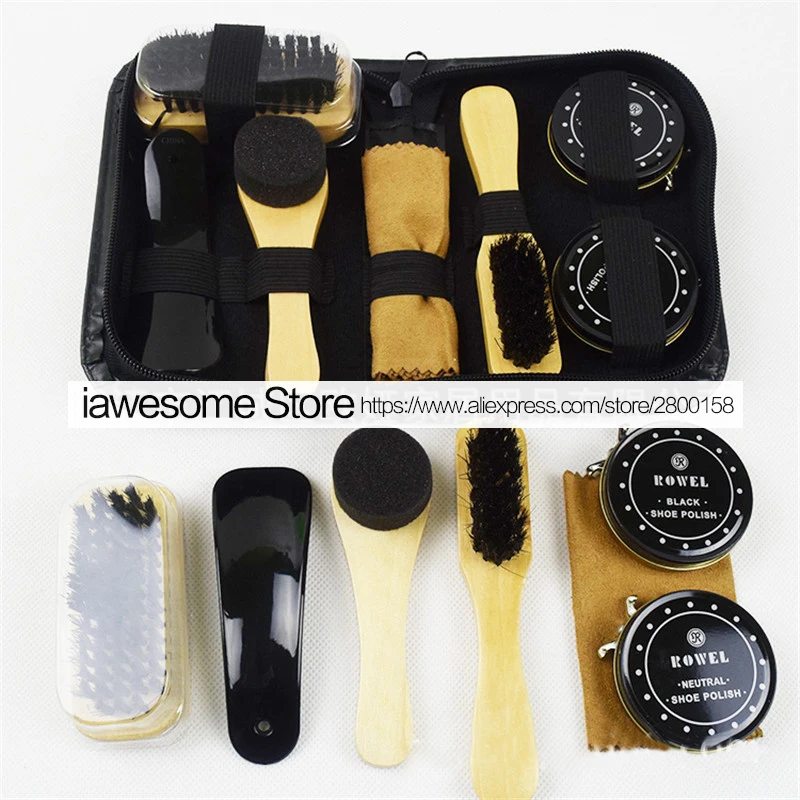 Professional Shine Polishing Tool For Leather Shoes Shoes Care Kit Portable For Boots Sneakers Cleaning Set Polish Brush Horn thumbnail 4