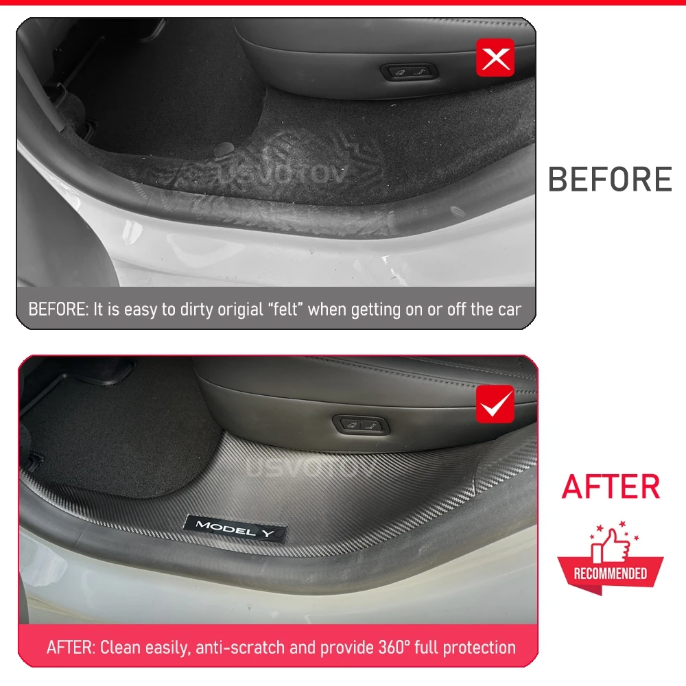 For Tesla Model Y Juniper 2025 2026 Front Rear Door Sill Guard Anti Scratch Dirt Resistant Threshold Strips Interior Accessories thumbnail 3