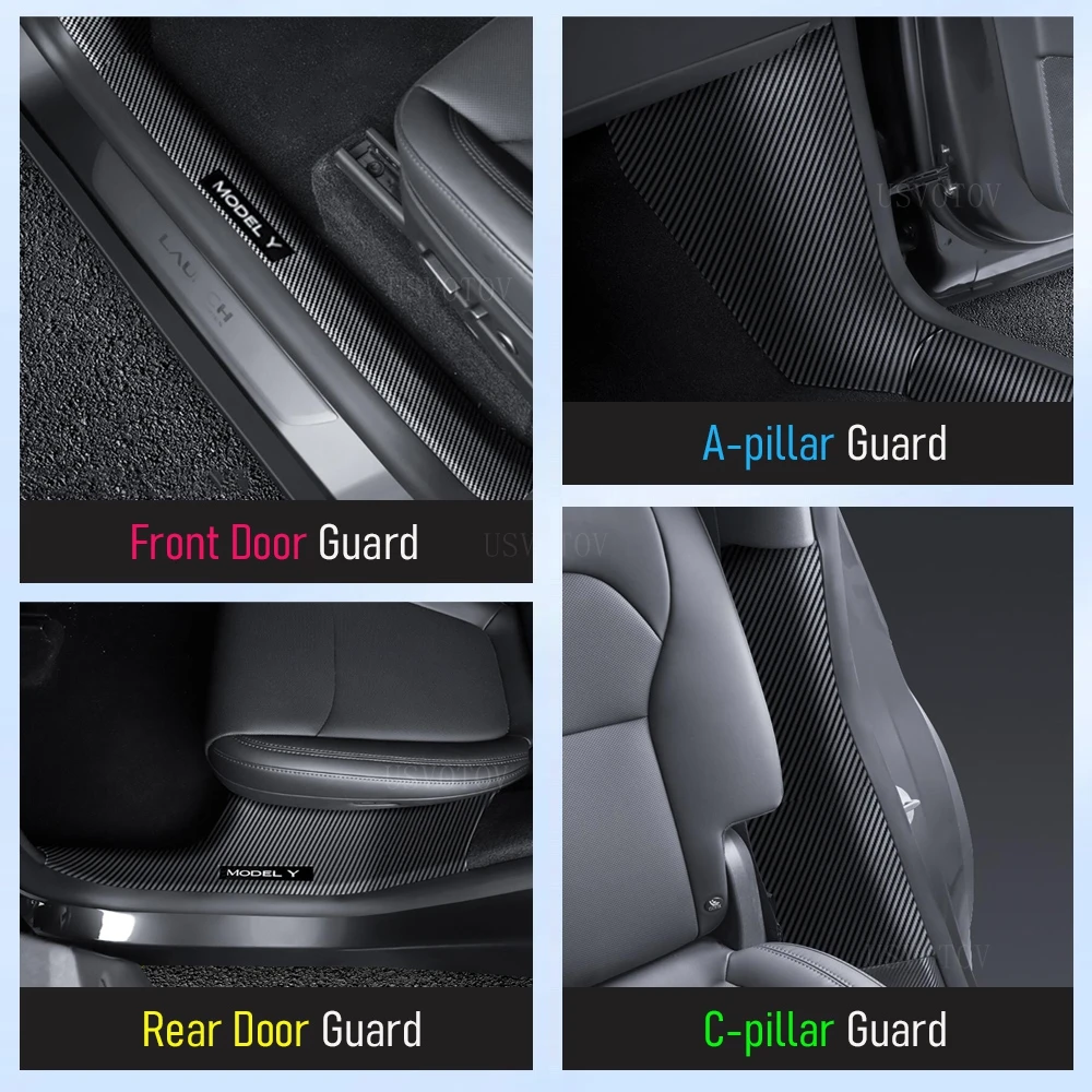 For Tesla Model Y Juniper 2025 2026 Front Rear Door Sill Guard Anti Scratch Dirt Resistant Threshold Strips Interior Accessories thumbnail 6