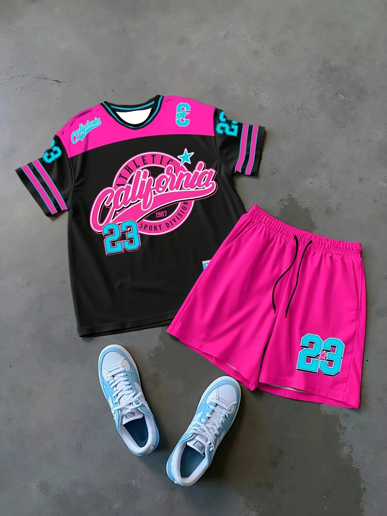 The 2025 summer new men's set features street casual hip-hop fashion comfort and softness with 3D digital pattern printing thumbnail 5