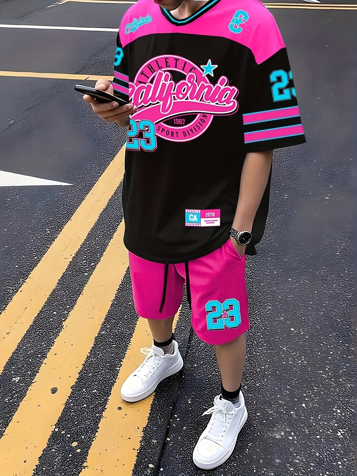 The 2025 summer new men's set features street casual hip-hop fashion comfort and softness with 3D digital pattern printing thumbnail 4