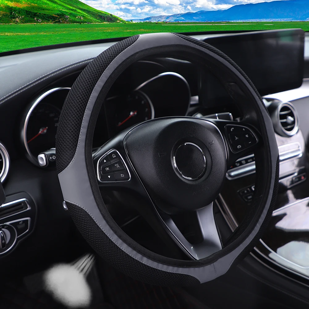 Double-Layer Thickened Fabric Leather Steering Wheel Cover 14.5-15 Inch Rimless Car Decoration Essential thumbnail 5