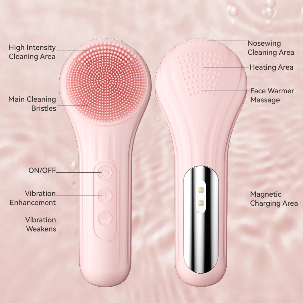 Sonic Waterproof Facial Cleansing Brush Rechargeable Scrubber Exfoliating Vibrating Deep Clean Face Cleaner Skin Care Tool thumbnail 2