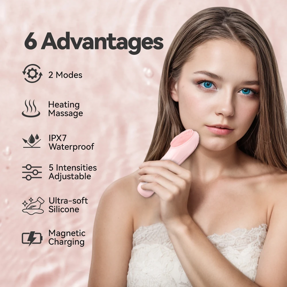 Sonic Waterproof Facial Cleansing Brush Rechargeable Scrubber Exfoliating Vibrating Deep Clean Face Cleaner Skin Care Tool thumbnail 4