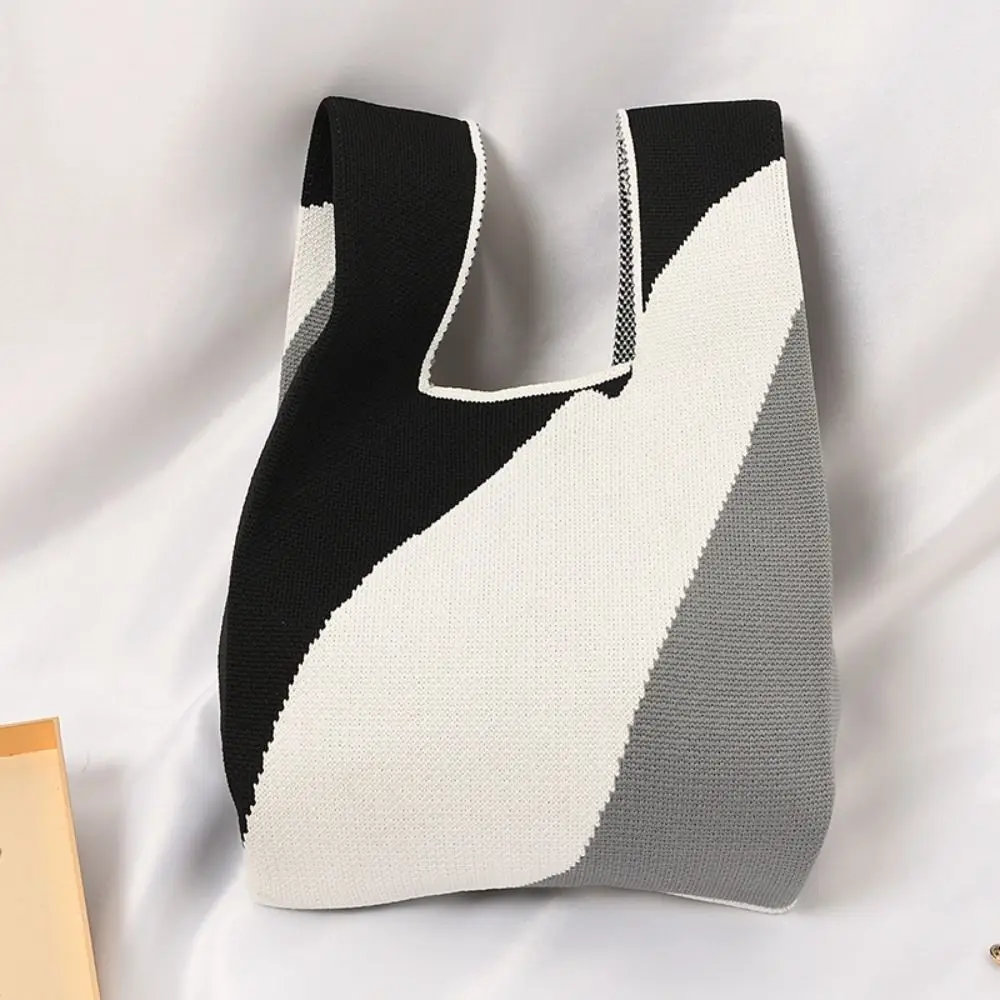 Reusable Women Girls Shoulder Bag Knit Handbag Tote Bag Handmade Knot Wrist Bag thumbnail 4