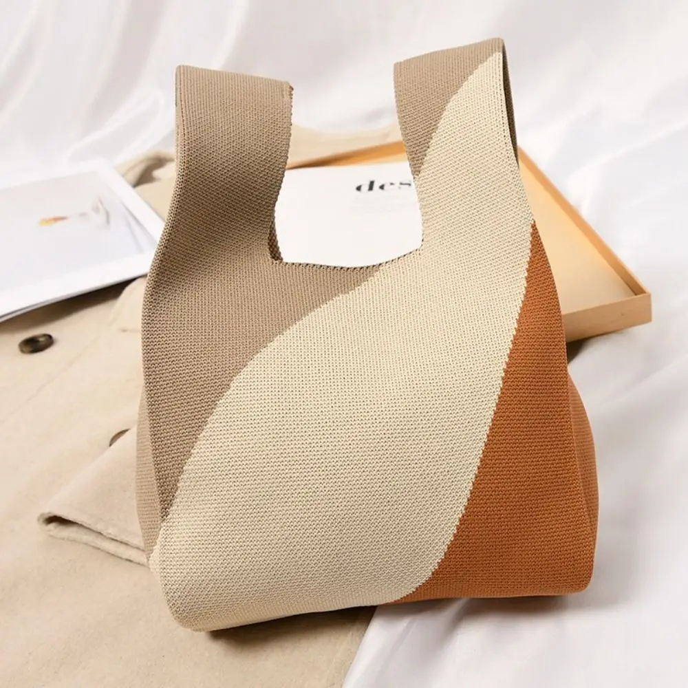 Reusable Women Girls Shoulder Bag Knit Handbag Tote Bag Handmade Knot Wrist Bag thumbnail 3