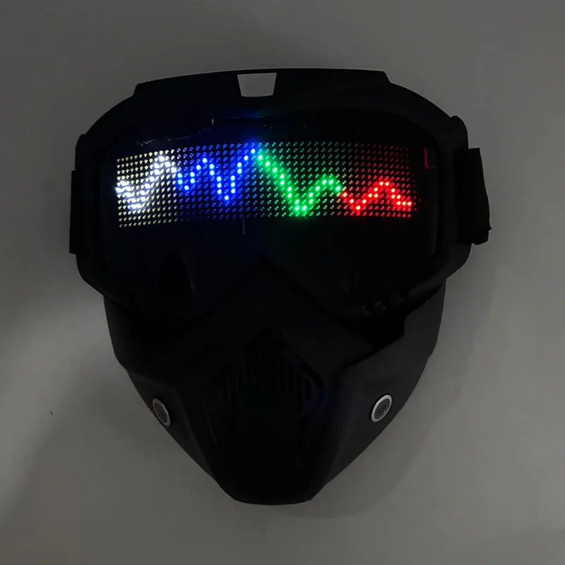 Futuristic USB Charge Bluetooth APP Glasses Programmable Display Screen Glasses DIY LED Mask Party Halloween Cosplay Props thumbnail 6