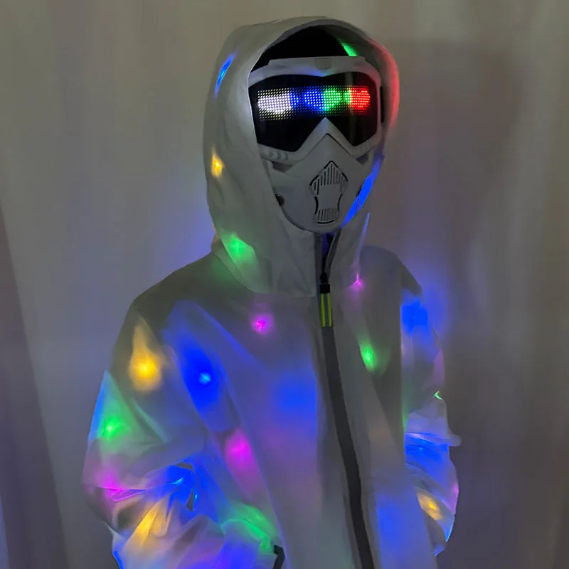 Futuristic USB Charge Bluetooth APP Glasses Programmable Display Screen Glasses DIY LED Mask Party Halloween Cosplay Props thumbnail 4