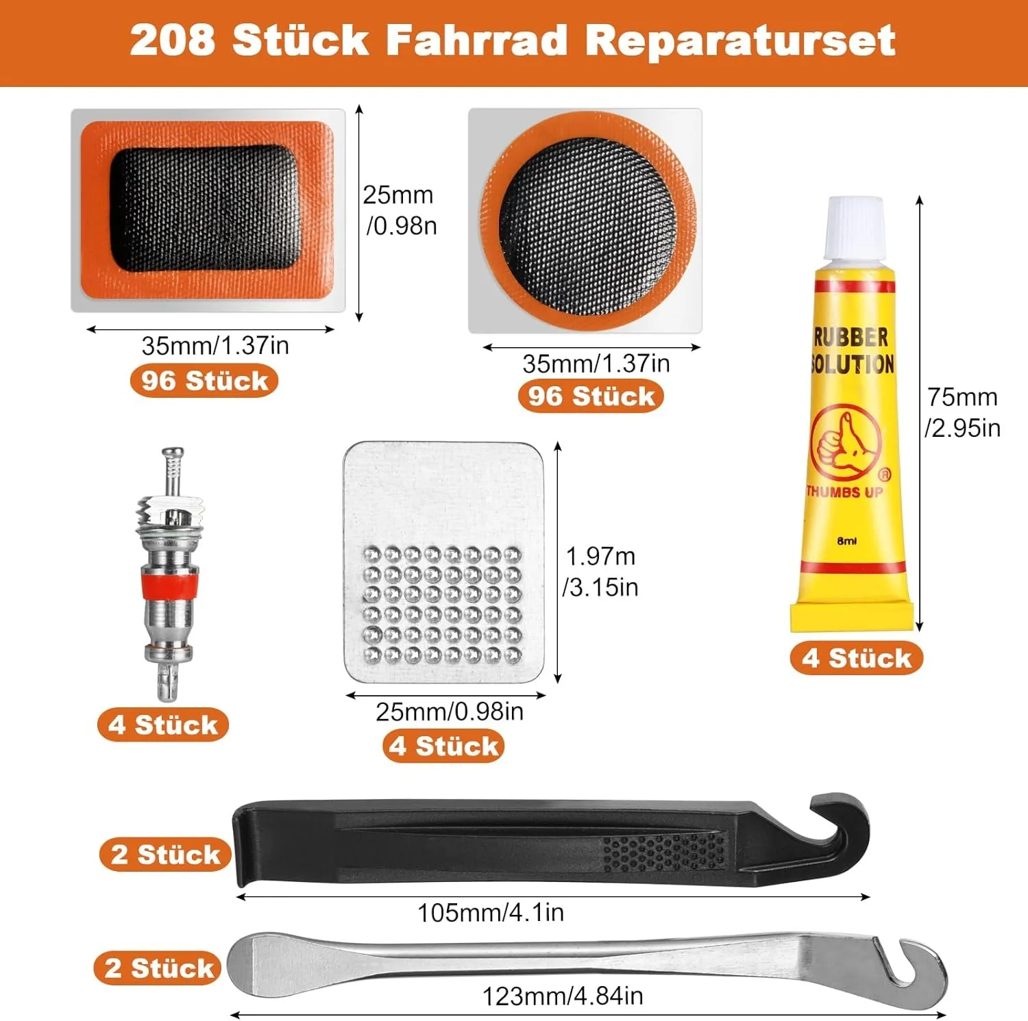 Universal Tire Repair Kit - Pro Patch & Vulcanizing Set for Bike, Motorcycle & Off-Road Vehicle Inner Tube Emergency Fix thumbnail 6