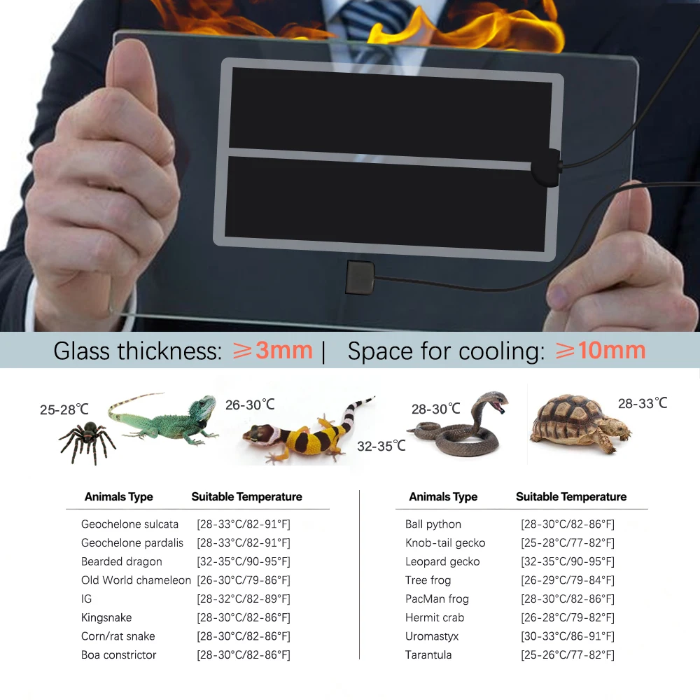 5W-45W Adjustable Temperature Control Reptile Heating Mats with Thermal Sensor Probe Waterproof Can Set 0-50°C Pet Heater Pad thumbnail 4