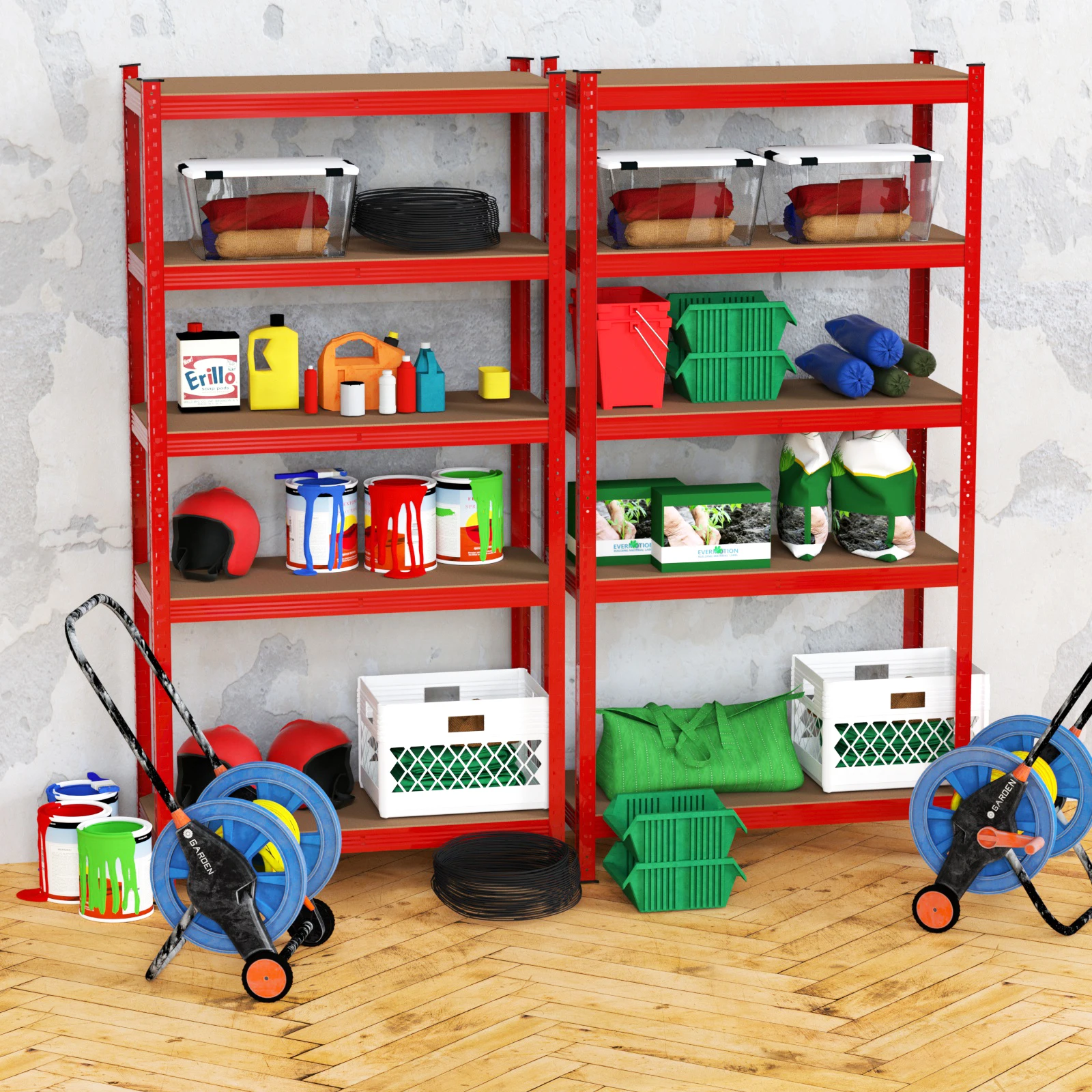 5 Tier Heavy Duty Galvanised Adjustable Shelf Racking Unit Storage Rack 875KG Capacity Metal Shelves Workshop, Shed, Office,Home thumbnail 4
