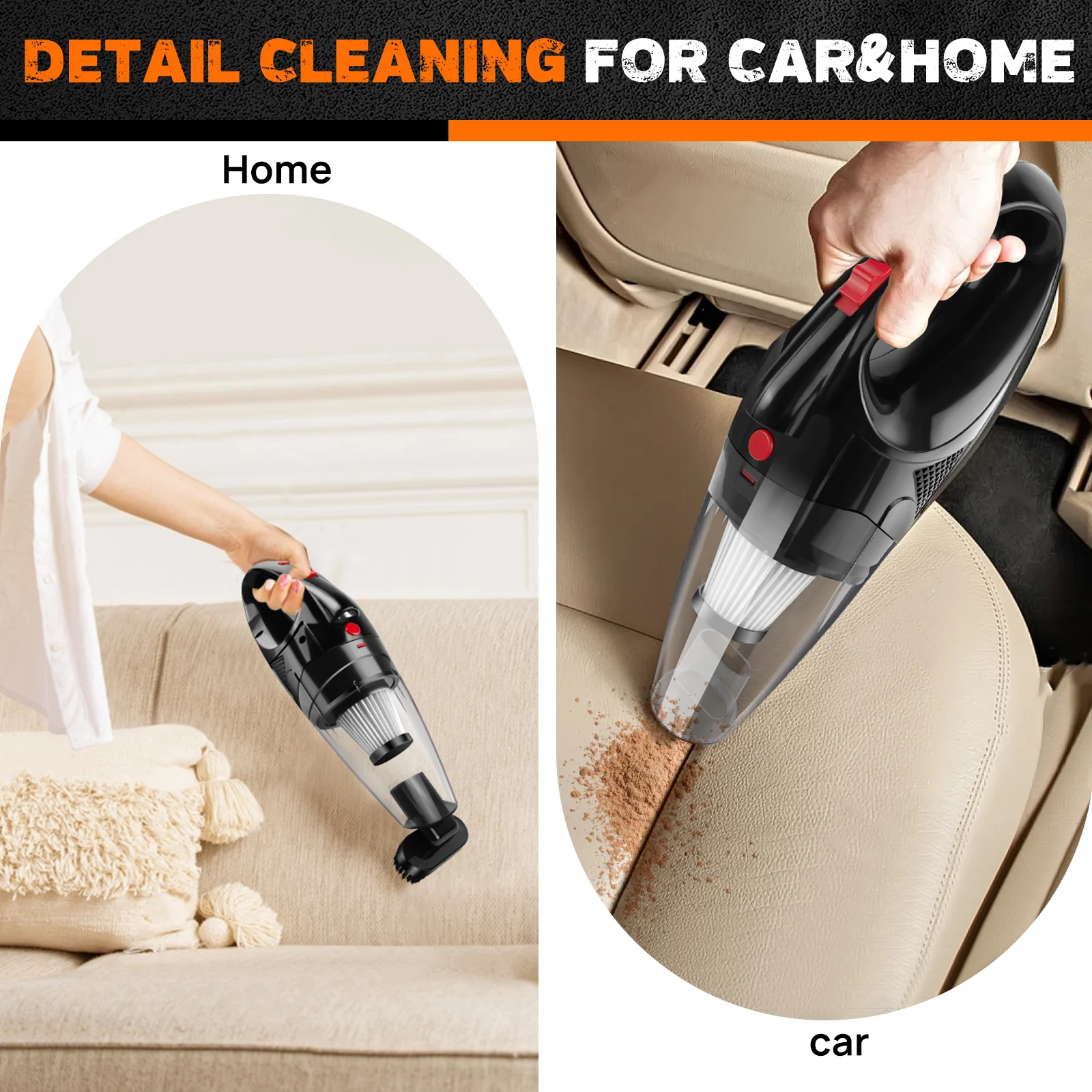 Handheld Vacuum Cleaner Cordless Strong Suction Portable Hand Vacum for Home Car Hoover,Mini Rechargeable with HEPA Filter LED thumbnail 3