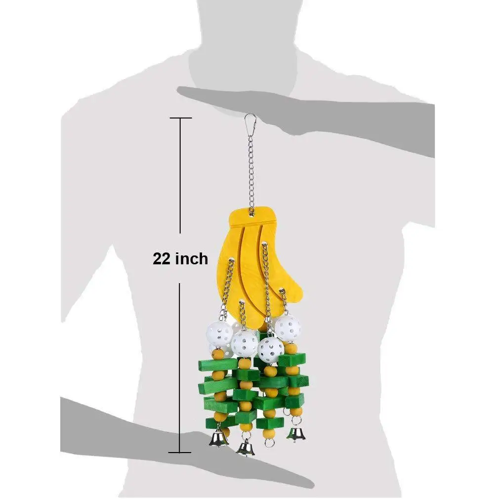 Pet Bird Chewing Toy Colorful Wooden Block Beads Parrot Toy Bite Bridge Bird Tearing Toy Cockatiels Training Hang Swing for Bird thumbnail 3