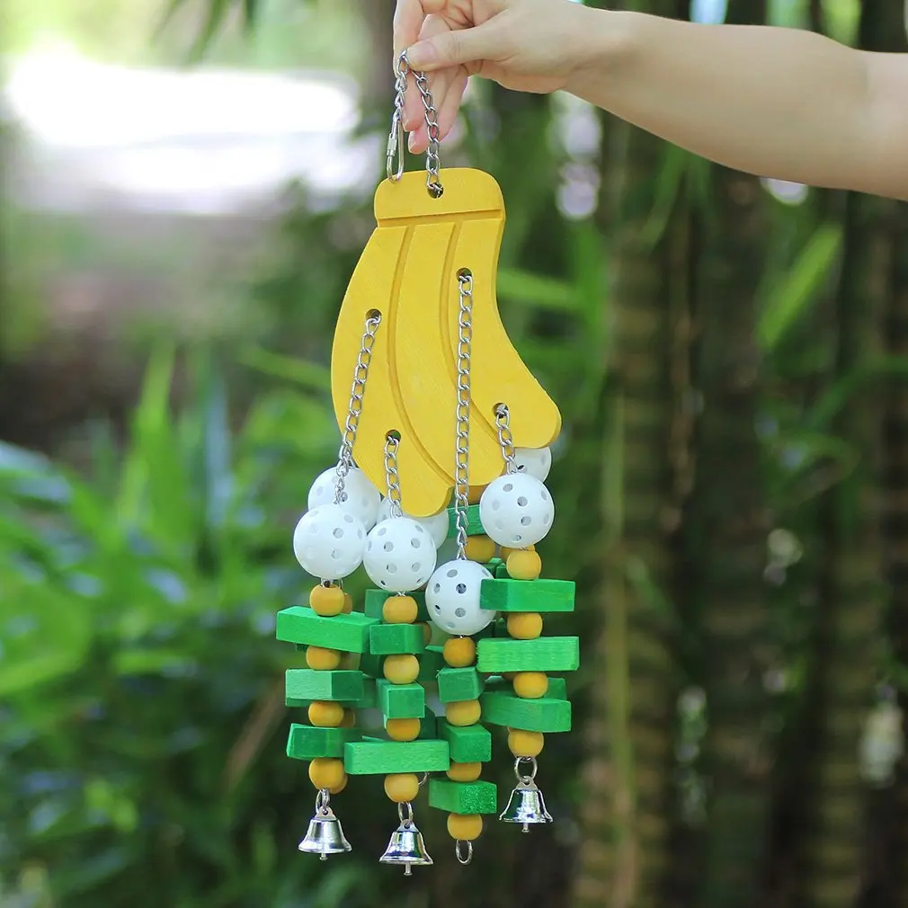 Pet Bird Chewing Toy Colorful Wooden Block Beads Parrot Toy Bite Bridge Bird Tearing Toy Cockatiels Training Hang Swing for Bird thumbnail 4