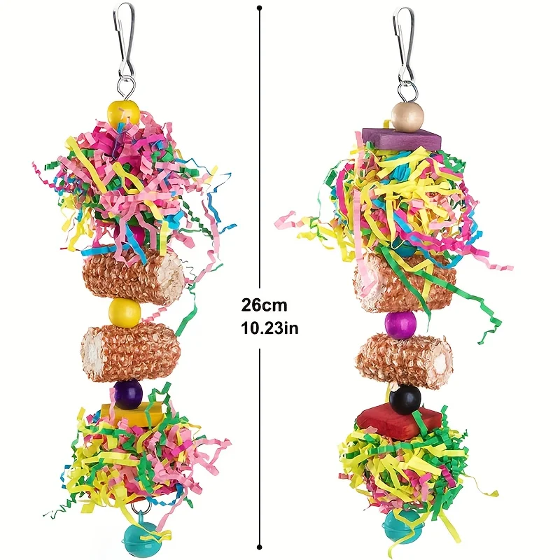 Pet Bird Chewing Toy Colorful Wooden Block Beads Parrot Toy Bite Bridge Bird Tearing Toy Cockatiels Training Hang Swing for Bird thumbnail 6
