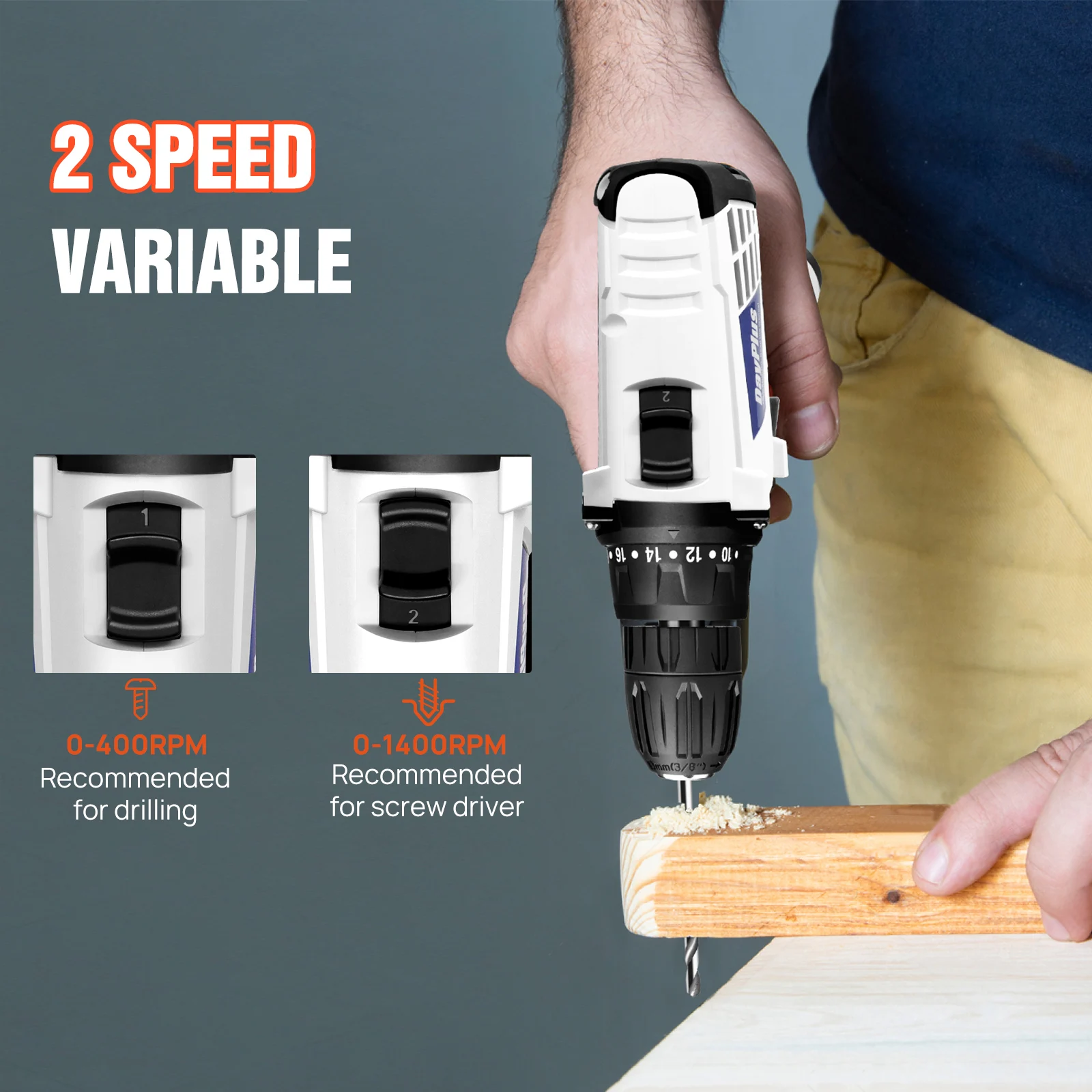 12V Cordless Drill Combo Cutter Electric Screwdriver Kit, 2 Variable Speed 18 + 1 Torque Setting, 23 Drill/Screwdriver Bits thumbnail 4