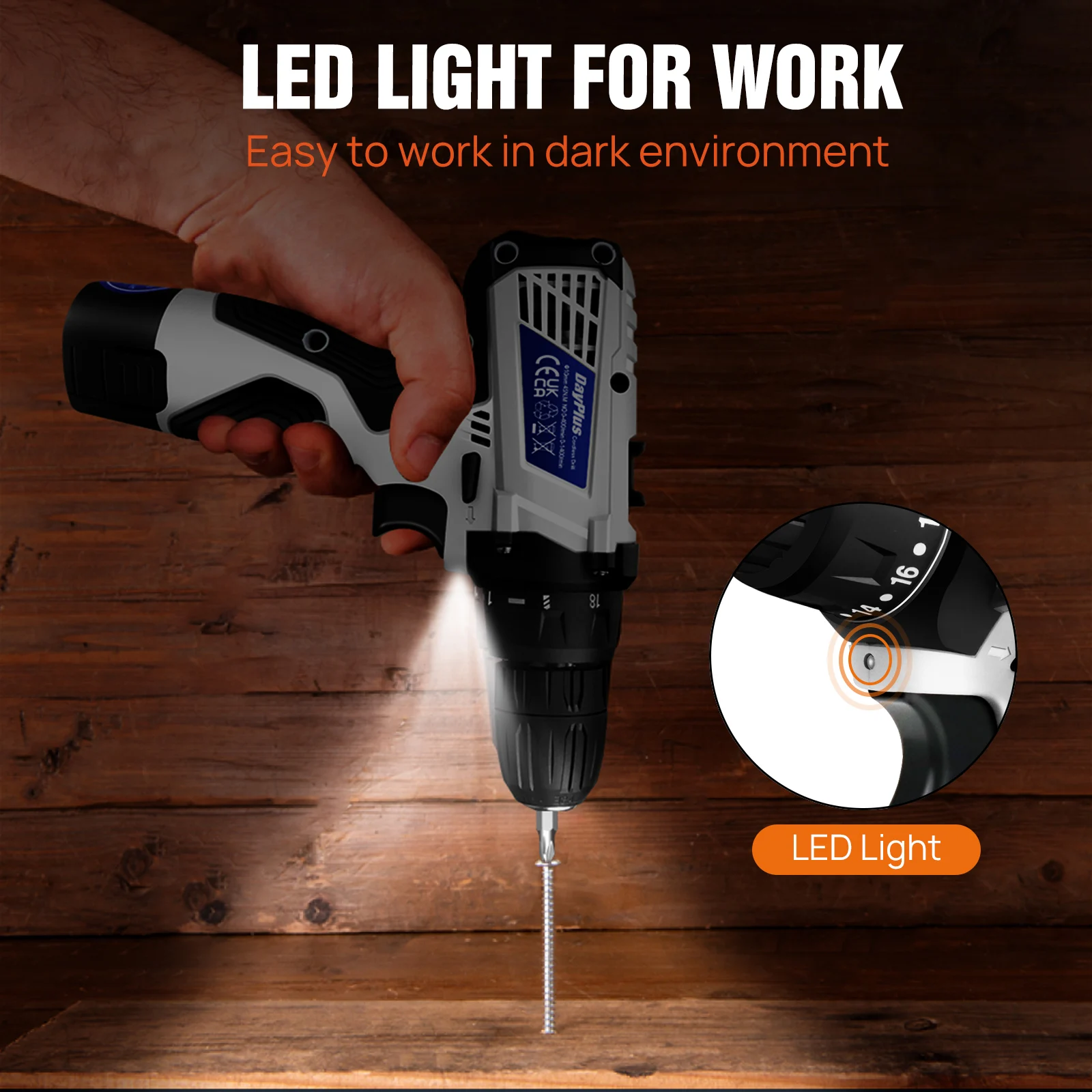 12V Cordless Drill Combo Cutter Electric Screwdriver Kit, 2 Variable Speed 18 + 1 Torque Setting, 23 Drill/Screwdriver Bits thumbnail 2