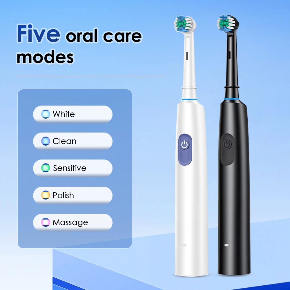 Smart Rotating Timing Electric Toothbrush, Rechargeable Rotary Toothbrush with 4 Heads, 5 Modes Setting Teeth Whitening Oral Car thumbnail 4
