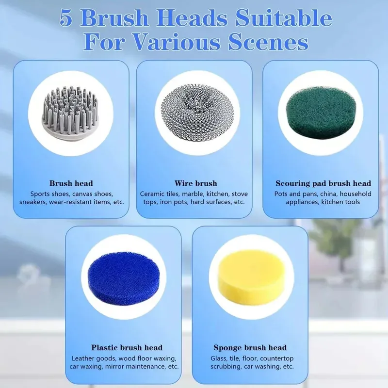 Wireless Electric cleaning brush powerful IPX7 waterproof USB rechargeable automatic handheld cleaner multi function household thumbnail 6