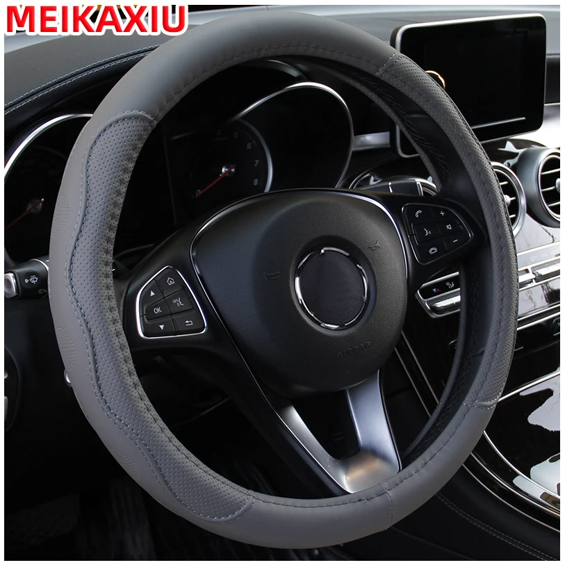 PU fiber leather embossed car has an inner ring steering wheel cover suitable for 14.5 - 15 inch round car decorations. thumbnail 6