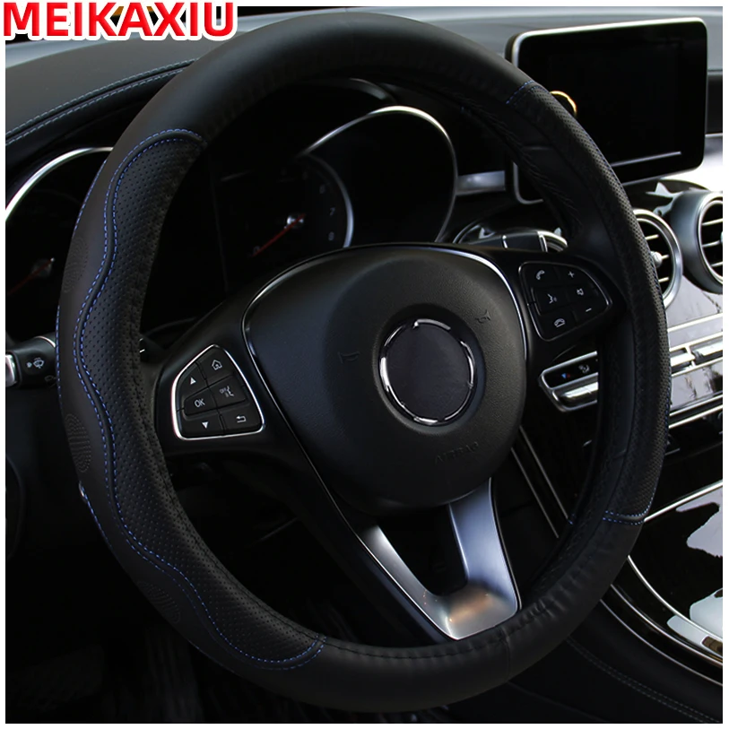 PU fiber leather embossed car has an inner ring steering wheel cover suitable for 14.5 - 15 inch round car decorations. thumbnail 5