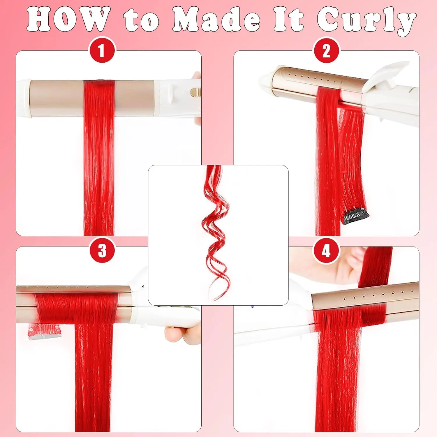 6/12 PCS Hair Extensions Clip, 22in Colored Hair Extensions Party Highlights Long Straight Synthetic Hairpieces for Girls Cospla thumbnail 6