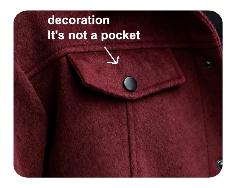 Men's autumn and winter collar wool short jacket, business casual cardigan, chest pocket cover decoration fashionable plus size thumbnail 4
