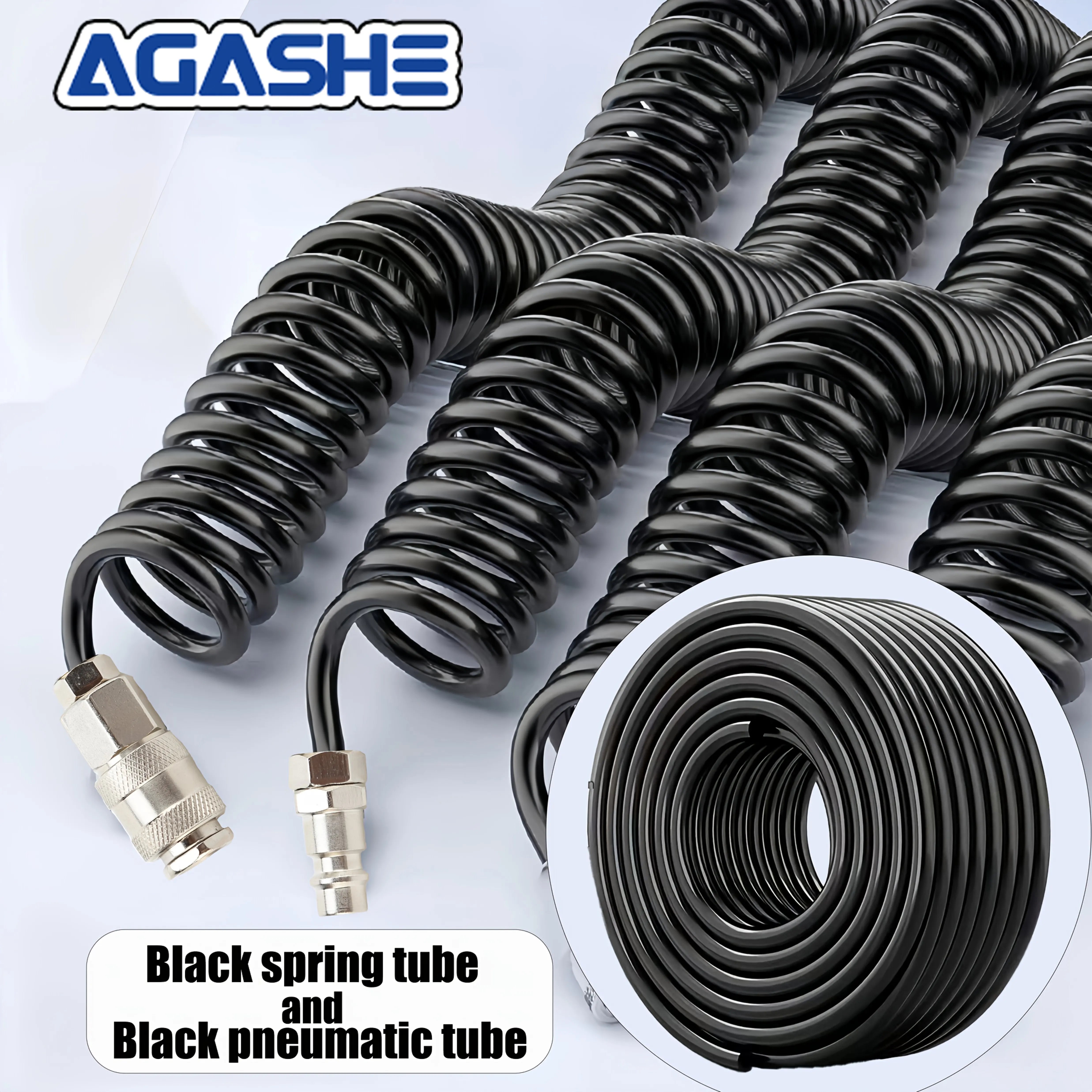 16.4FT Pneumatic Dust Collector Gun Set 5.5mm Steel Nozzle Spring Hose Combination for DIY Pneumatic Equipment Cleaning thumbnail 3