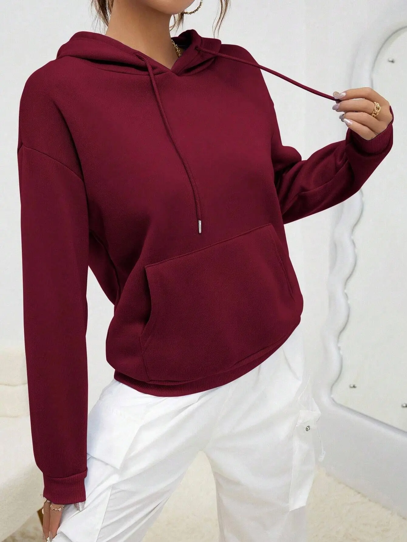 Solid Color Autumn Y2K Hoody Womens Fashion Plus Size Pullover Casual Pocket Hoodies Multicolor Fleece Unisex Women Streetwear