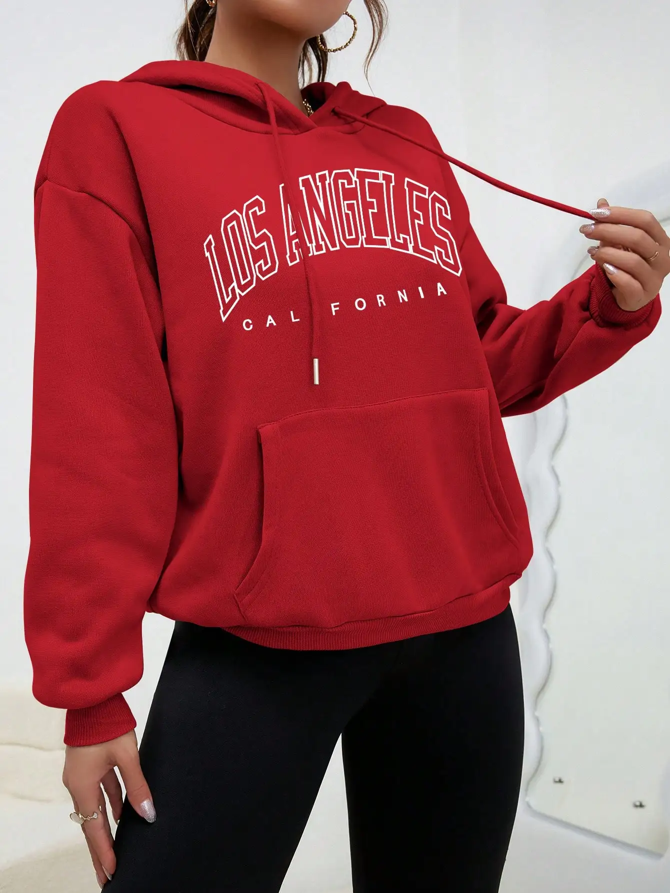 Los Angeles Art Letter Design Women Plus Size Hoodies American Style Casual Hoody Autumn Hip Hop Hoodie Woman Fleece Clothing thumbnail 6