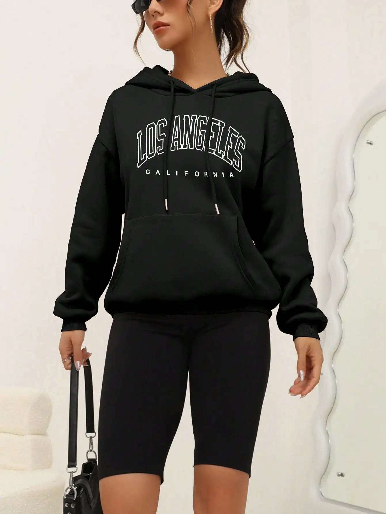 Los Angeles Art Letter Design Women Plus Size Hoodies American Style Casual Hoody Autumn Hip Hop Hoodie Woman Fleece Clothing thumbnail 4