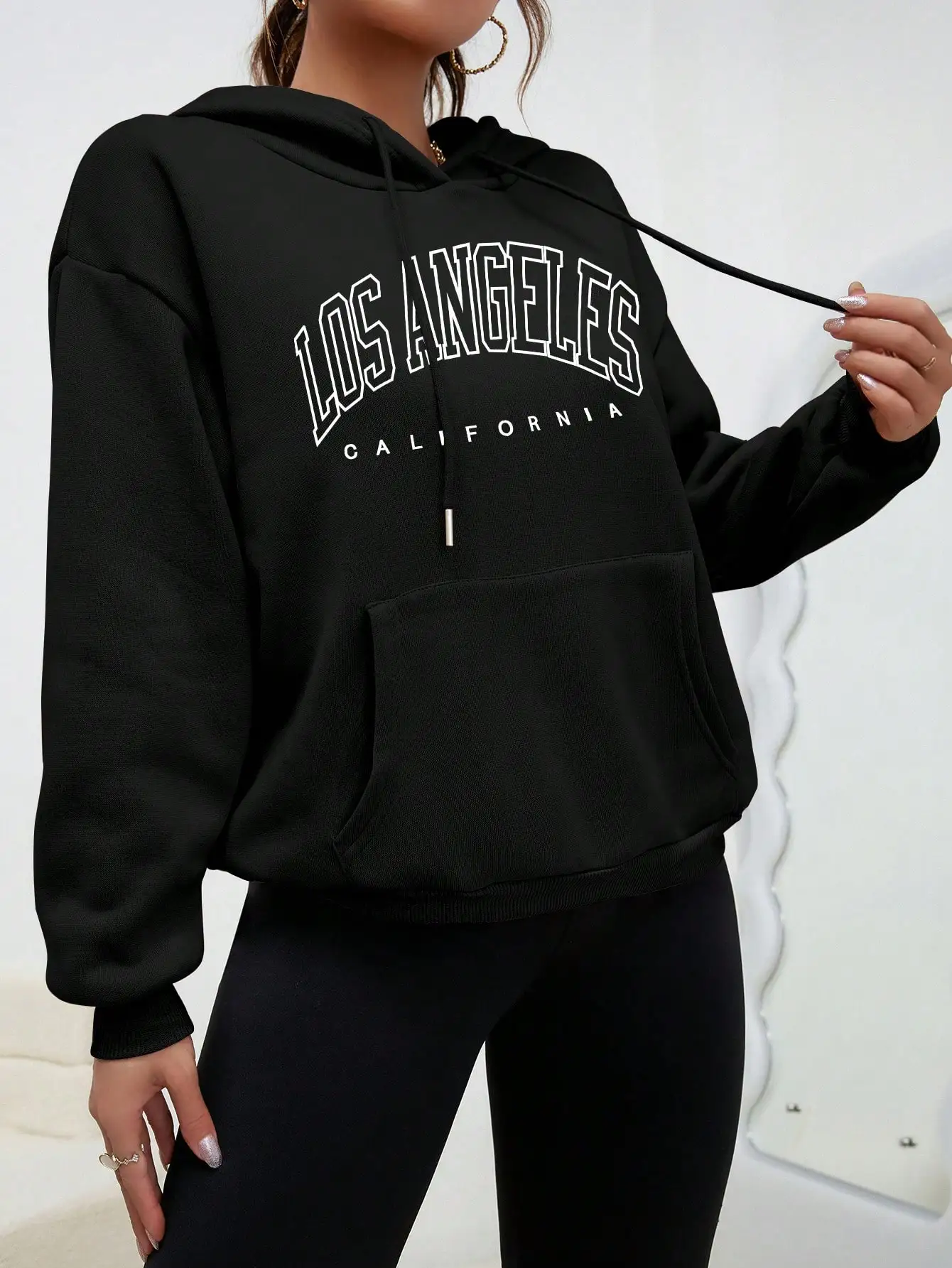 Los Angeles Art Letter Design Women Plus Size Hoodies American Style Casual Hoody Autumn Hip Hop Hoodie Woman Fleece Clothing thumbnail 3