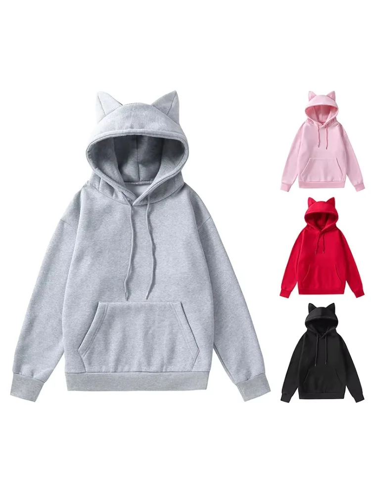 Spring And Autumn New Style Foreign Trade Women's Cat's Ears (Steamed Cat-Ear Shaped Bread) Design Hooded Fleece Sweater Fashion thumbnail 6