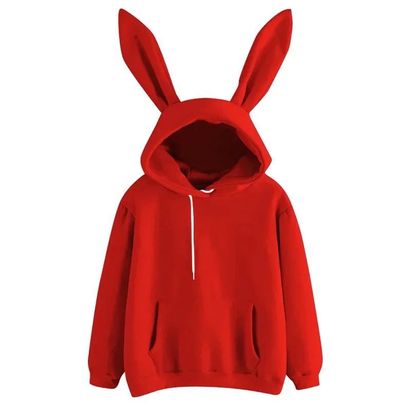 2025 Autumn And Winter New Women's Clothing Harajuku Wei Hooded Rabbit Hoodie Solid Color Loose Casual Women's Top Women's Coat thumbnail 4
