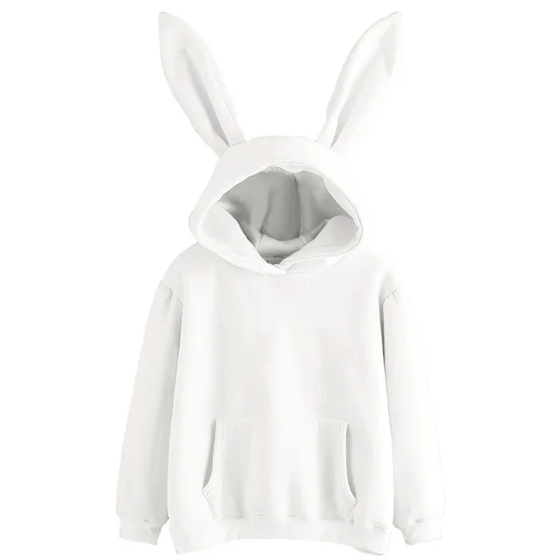 2025 Autumn And Winter New Women's Clothing Harajuku Wei Hooded Rabbit Hoodie Solid Color Loose Casual Women's Top Women's Coat thumbnail 5