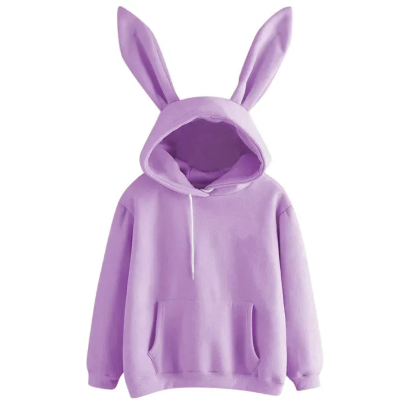 2025 Autumn And Winter New Women's Clothing Harajuku Wei Hooded Rabbit Hoodie Solid Color Loose Casual Women's Top Women's Coat thumbnail 6