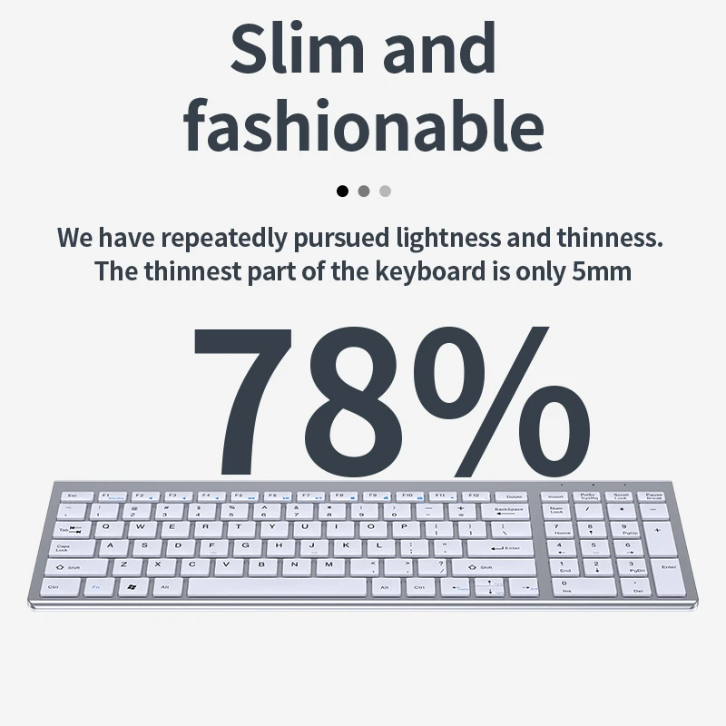 Bluetooth 5.0 & 2.4G Wireless Keyboard and Mouse Combo Mini Multimedia Keyboard Mouse Set for Laptop PC TV iPad Macbook Android thumbnail 4