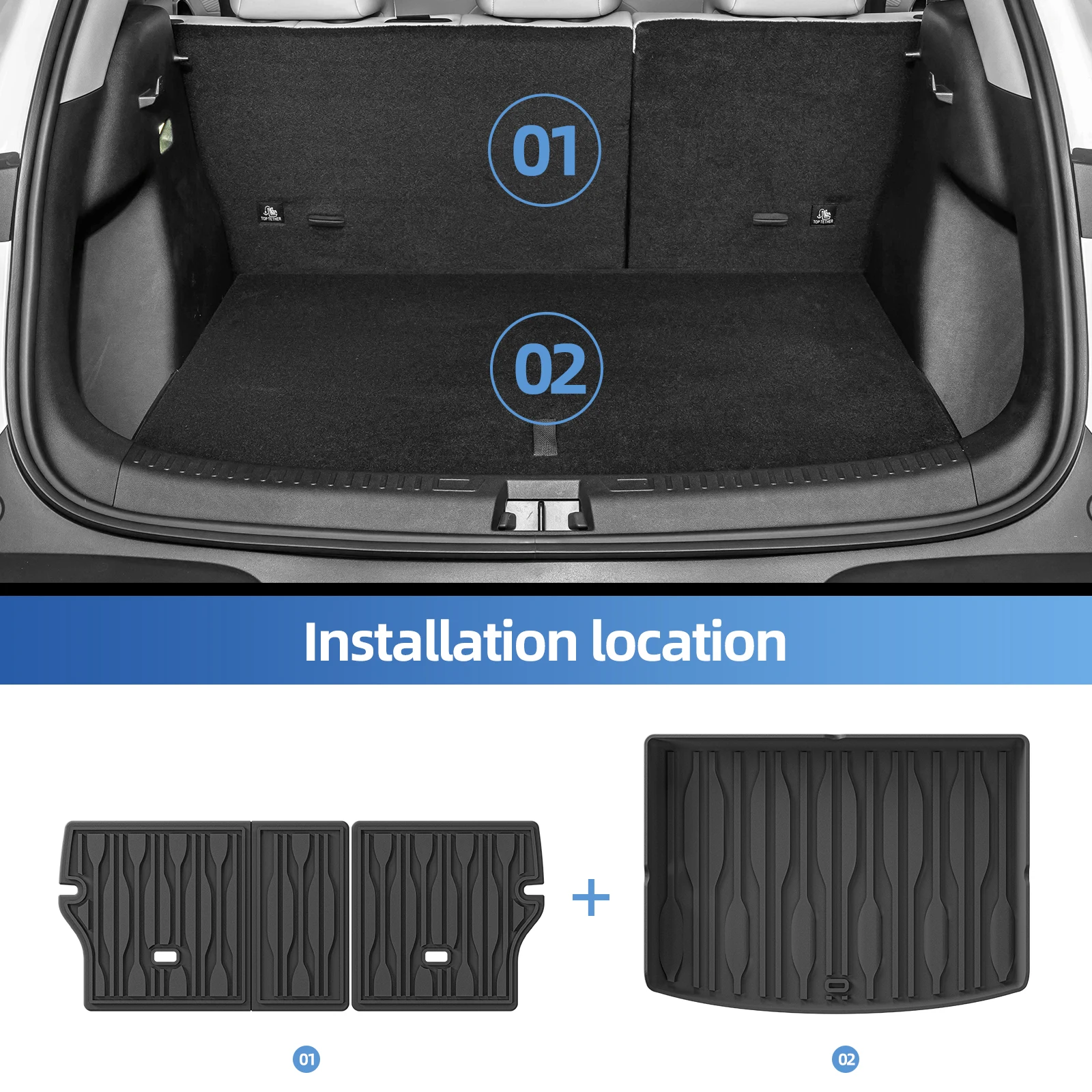 Left Drive for BYD ATTO2 EV/Yuan Pro Yuan UP 2024-2026 Car Floor Mats Cargo Liner Trunk Pad TPE 3D Foot Mat Waterproof BLACK thumbnail 2